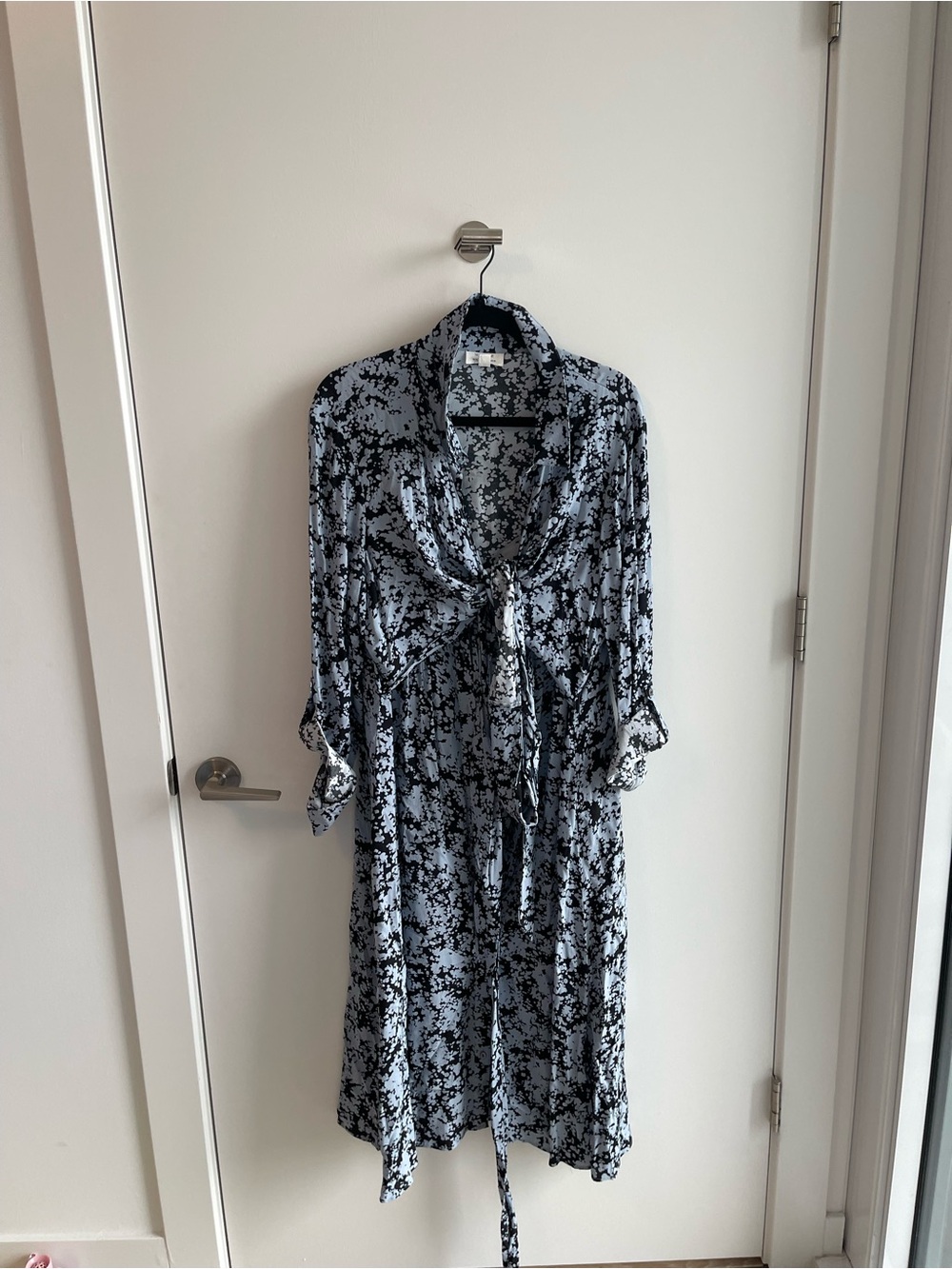 Seraphine Light Blue Floral Tie-Front Dress